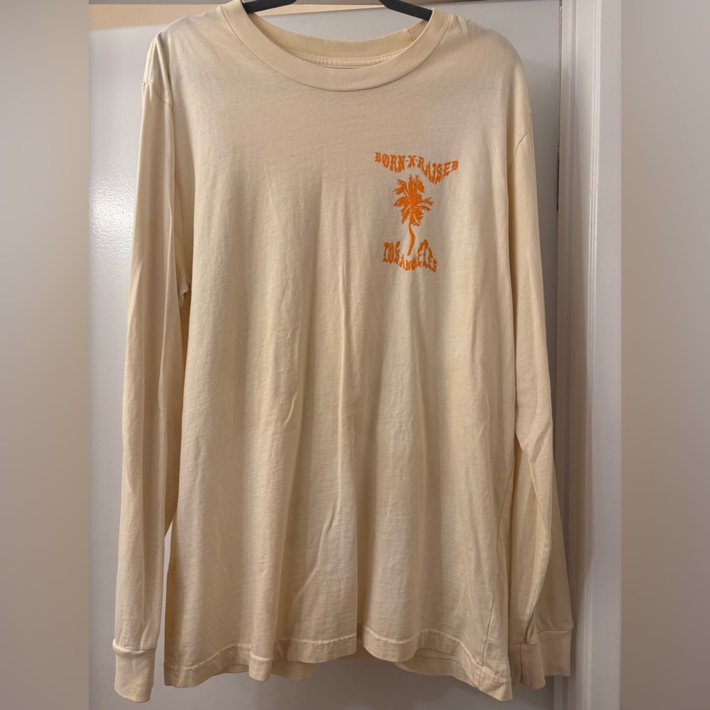 BORN X RAISED Cream Long Sleeve with Orange Logo